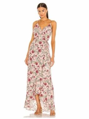 Yumi Kim fortune teller blush meadow maxi wrap dress floral ruffle pink